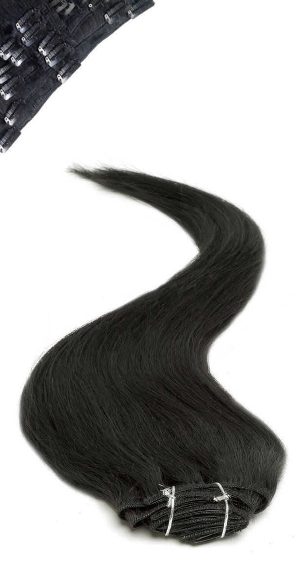 Black 22inch human hair clip in 2024 extensions