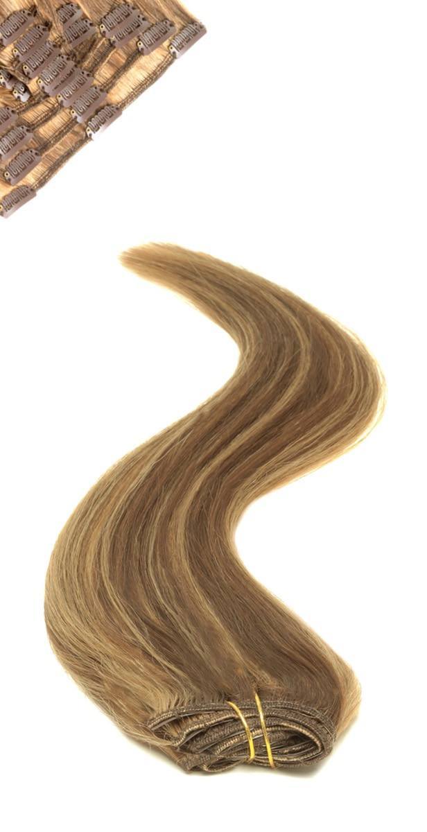 Full Head | Clip in Hair | 22 inch | Brown Golden Blonde 4/27 - Beauty Hair Products LtdHair Extensions